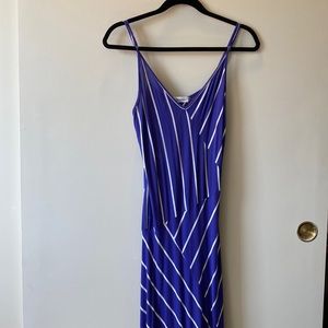 Calvin Klein blue and white striped maxi dress